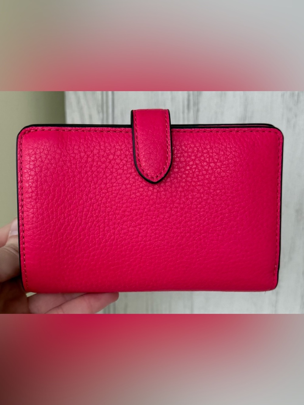 kate spade Bright Pink Pebbled Leather Compact Wallet - Picture 3 of 7